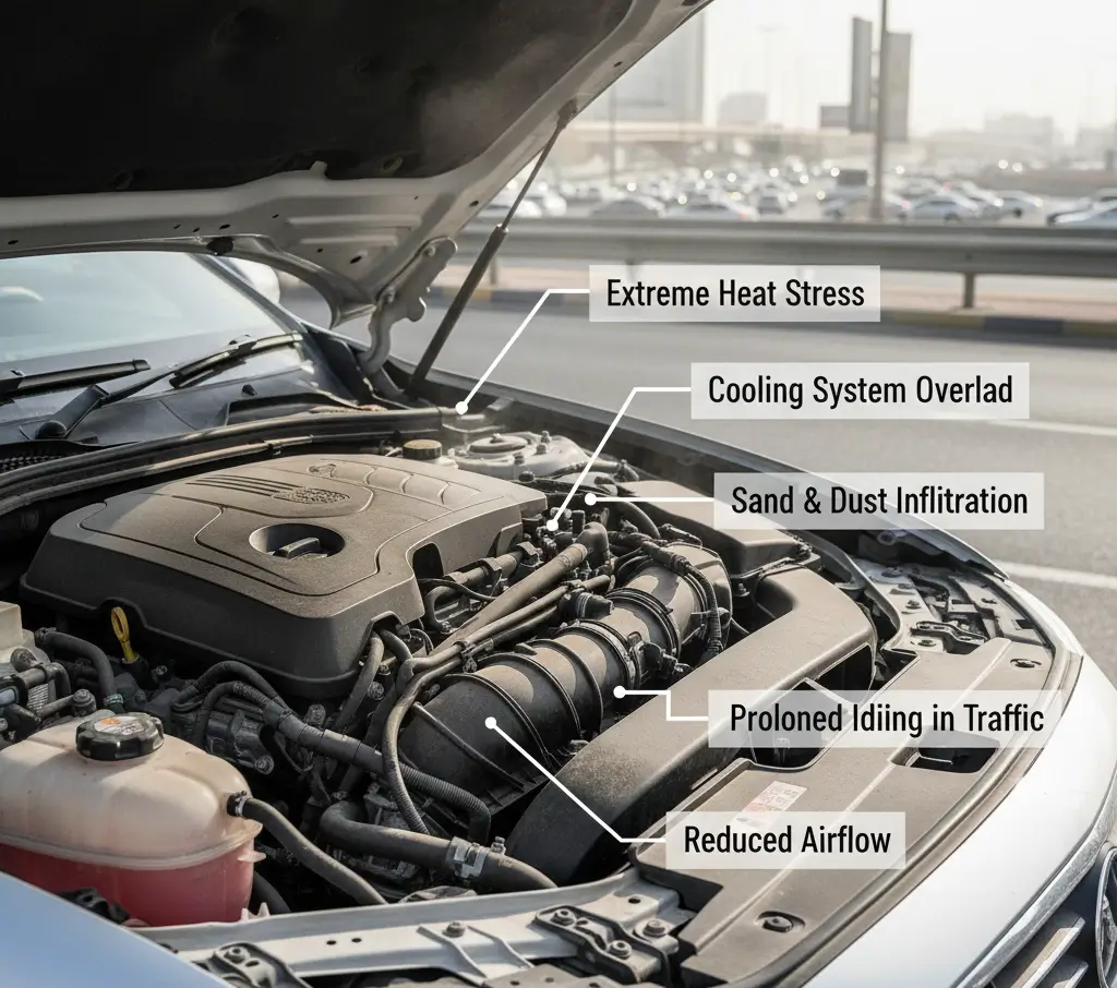 Dubai climate impact on car engines