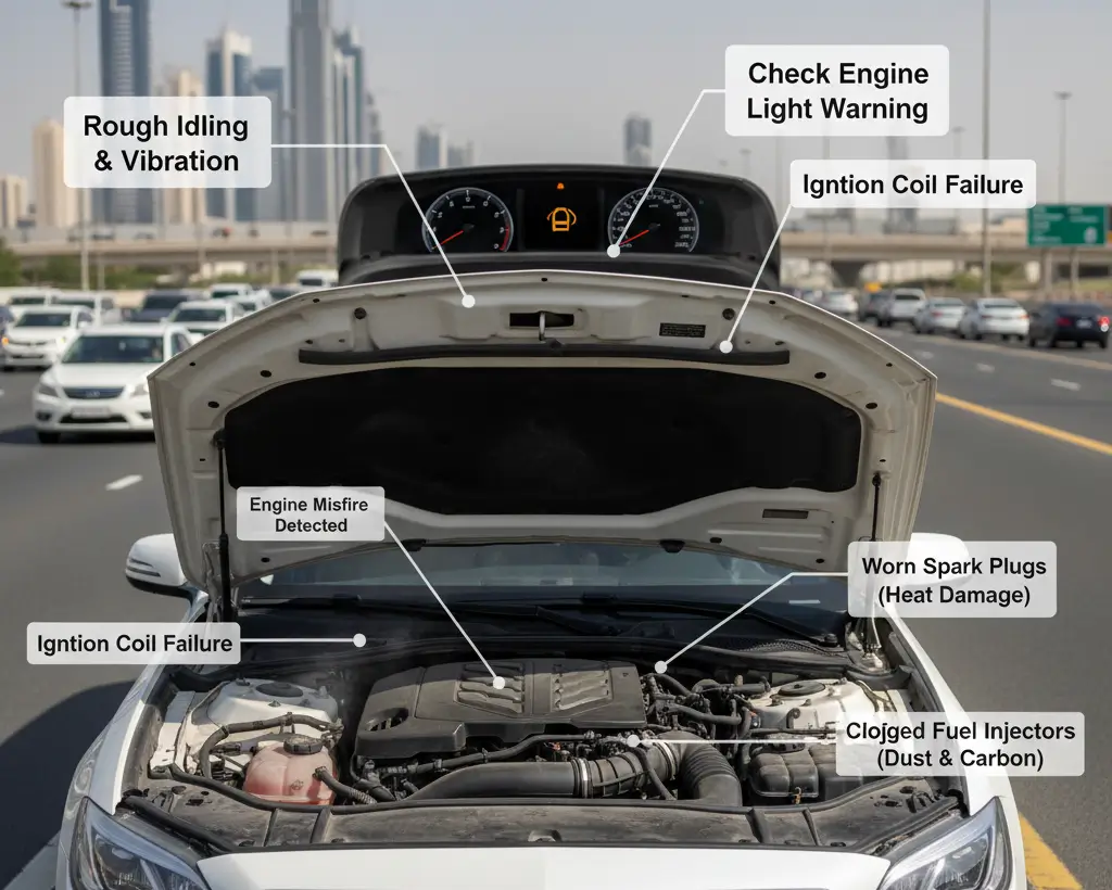 Engine misfire and rough idling in Dubai