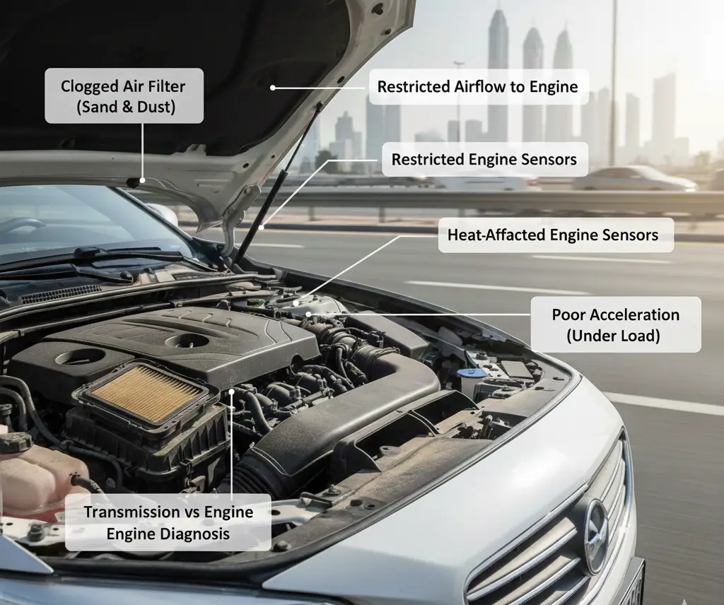 Loss of engine power in Dubai heat